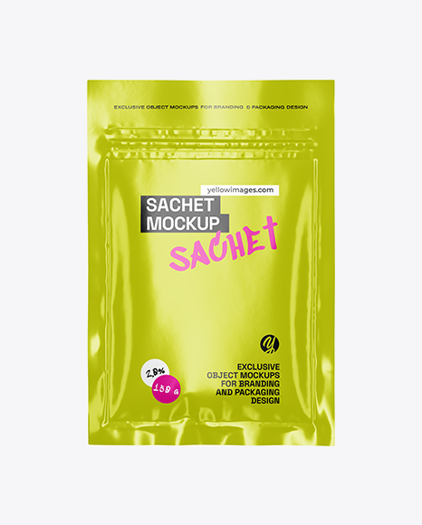 Glossy Sachet Mockup