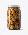 Glass Jar with Pickled Porcini Mushrooms Mockup