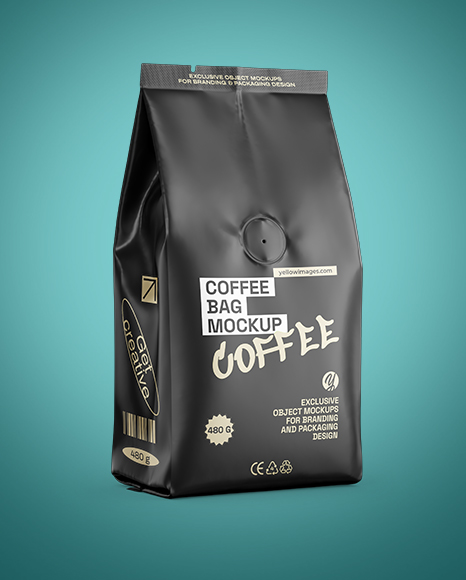 Matte Coffee Bag Mockup - Half Side view