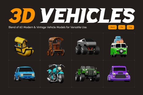 3D Vehicle Models Set - Icons