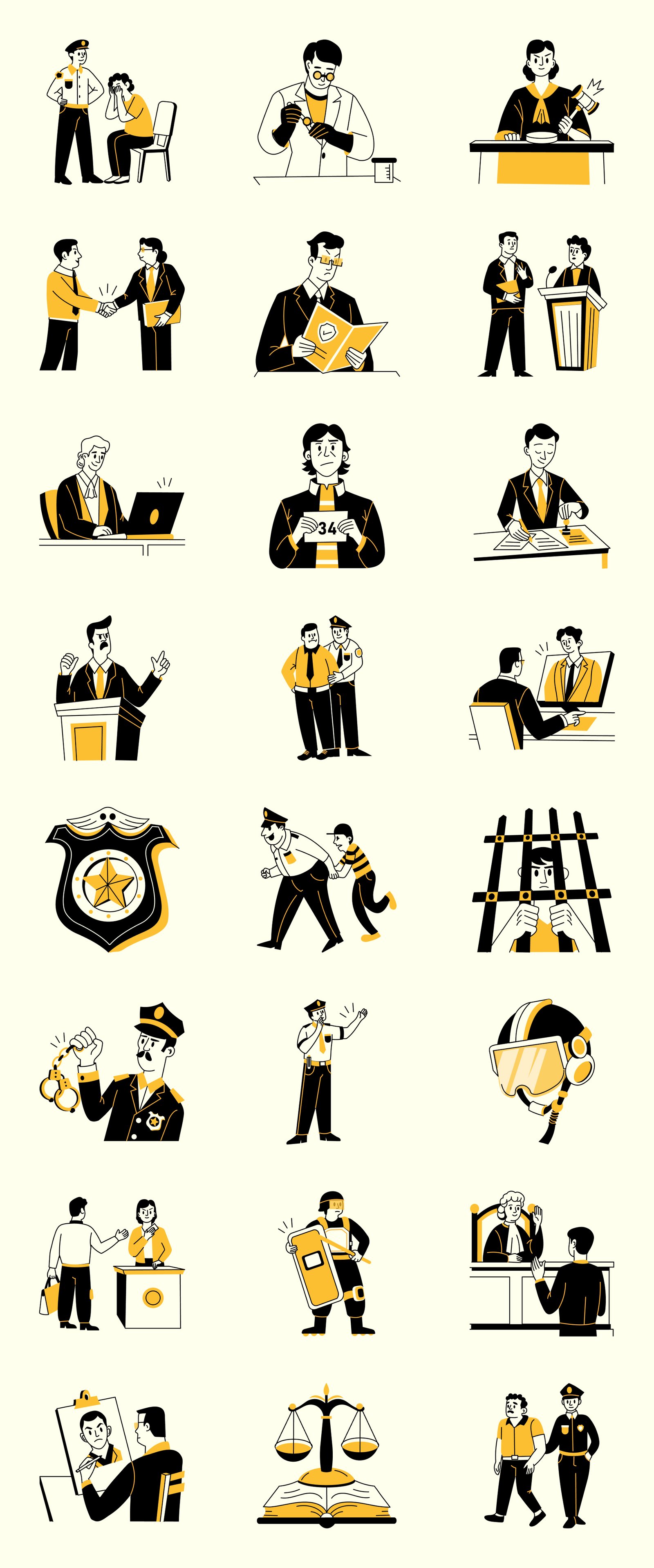Law Drawing​​​ Illustration Set