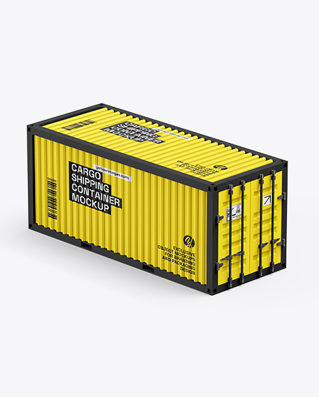 Cargo Shipping Container Mockup – Half Side View