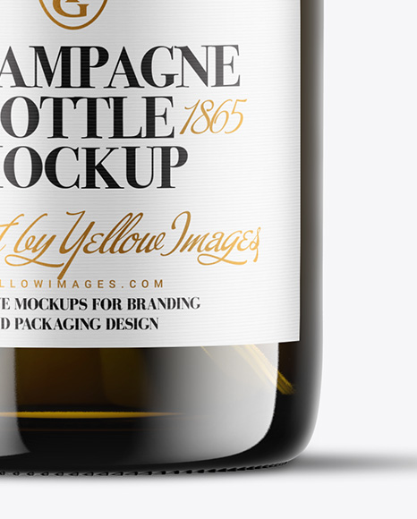 Antique Green Glass Champagne Bottle Mockup