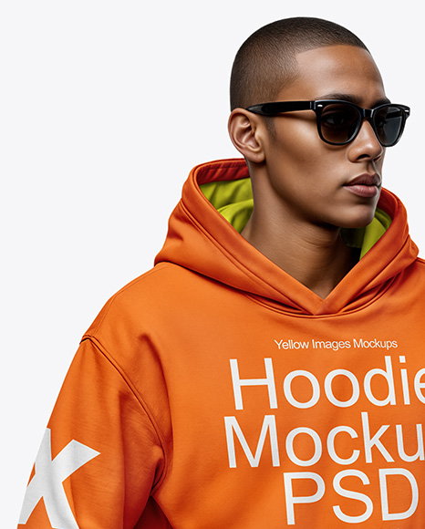 Black Man Wearing a Hoodie and Sunglasses Mockup