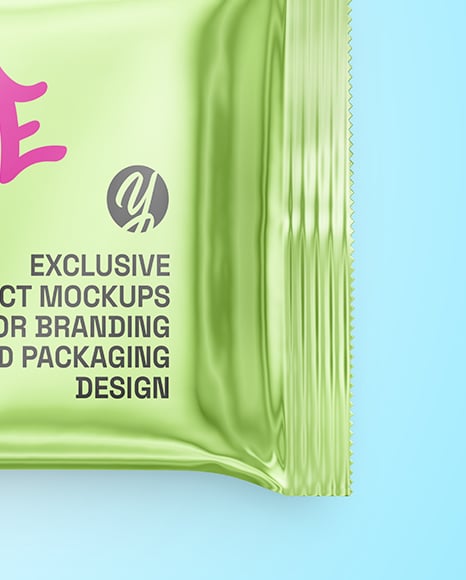 Glossy Metallic Snack Package Mockup