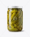 Clear Glass Jar with Pickled Okra Mockup