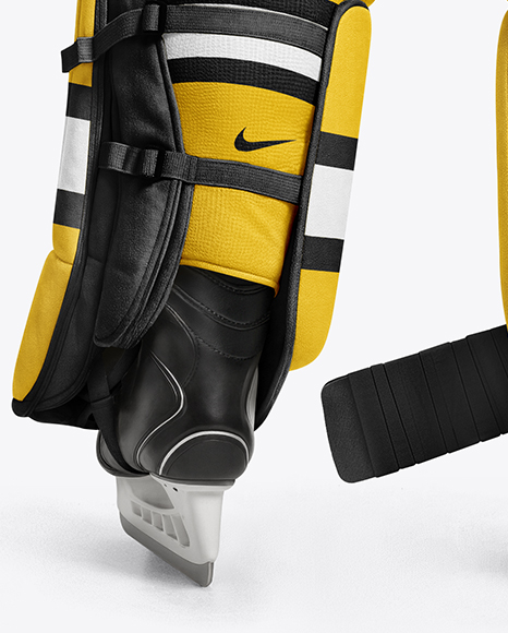 Man Wearing Ice Hockey Goalkeeper Kit Mockup