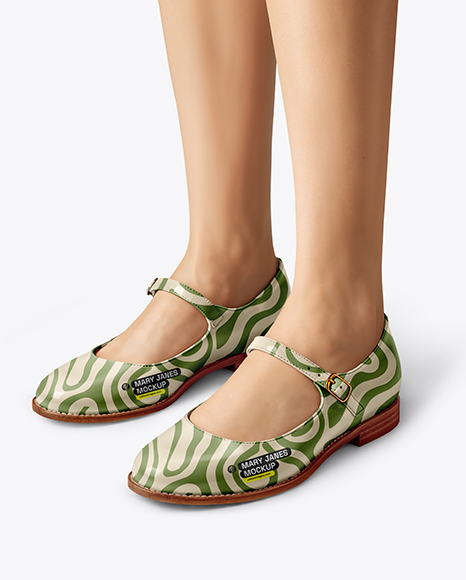 Pair of Mary Janes on Woman's Legs Mockup - Shoe box mockup