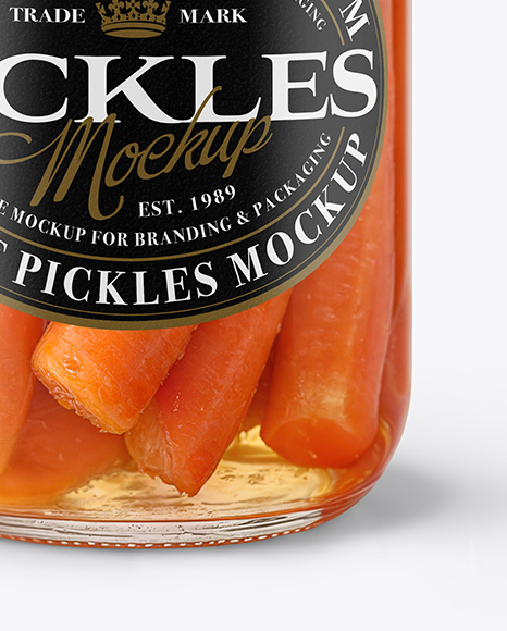 Glass Jar with Pickled Carrots Mockup