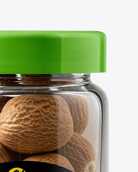 Glass Jar with Whole Nutmeg Mockup