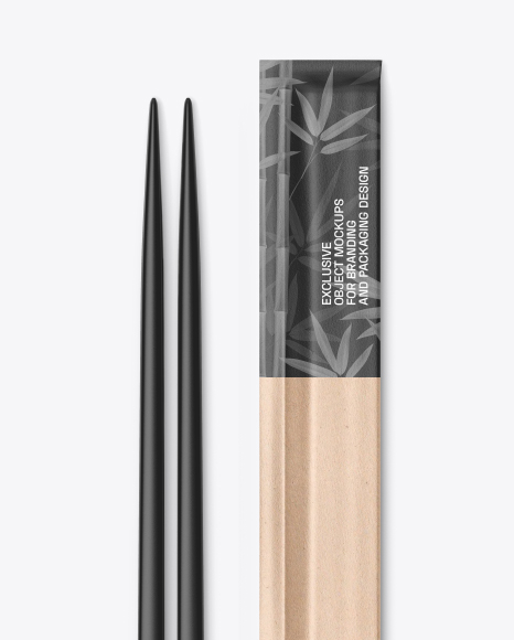 Plastic Chopsticks with Kraft Package Mockup