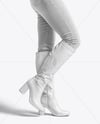 Pair of High-Knee Boots on Women's Legs with Jeans Mockup