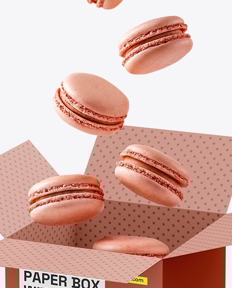 Opened Box With Macarons Mockup