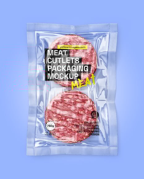 Clear Plastic Flow-Pack with Cutlets Mockup