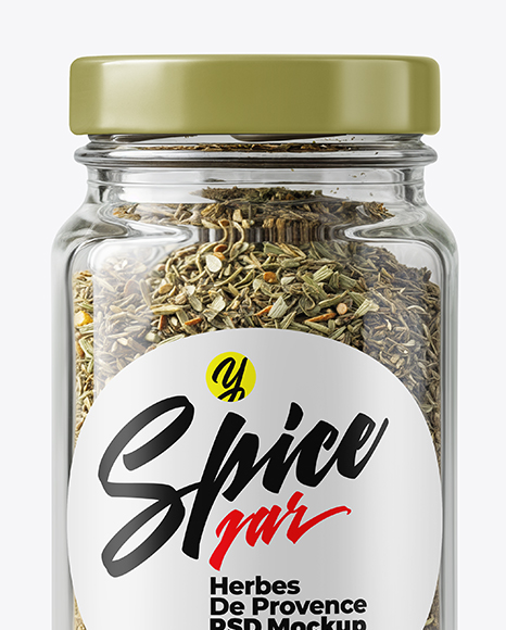 Glass Jar with Herbes de Provence Mockup
