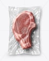 Clear Plastic Flow-Pack with Pork Steak Mockup