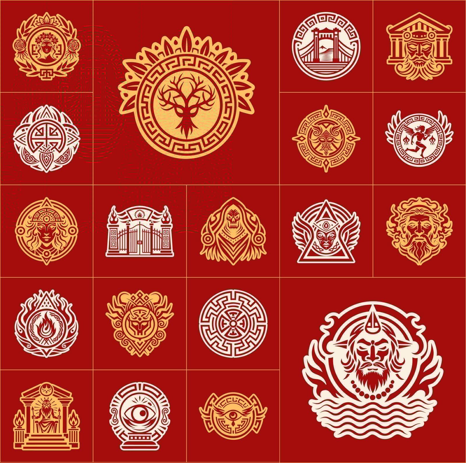 Greek Mythology Symbols Set