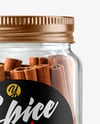 Clear Glass Jar with Cinnamon Sticks Mockup