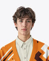 Young Man Wearing Cardigan and Shirt Mockup
