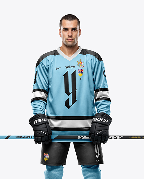 Man Wearing Full Hockey Kit Mockup