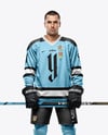 Man Wearing Full Hockey Kit Mockup