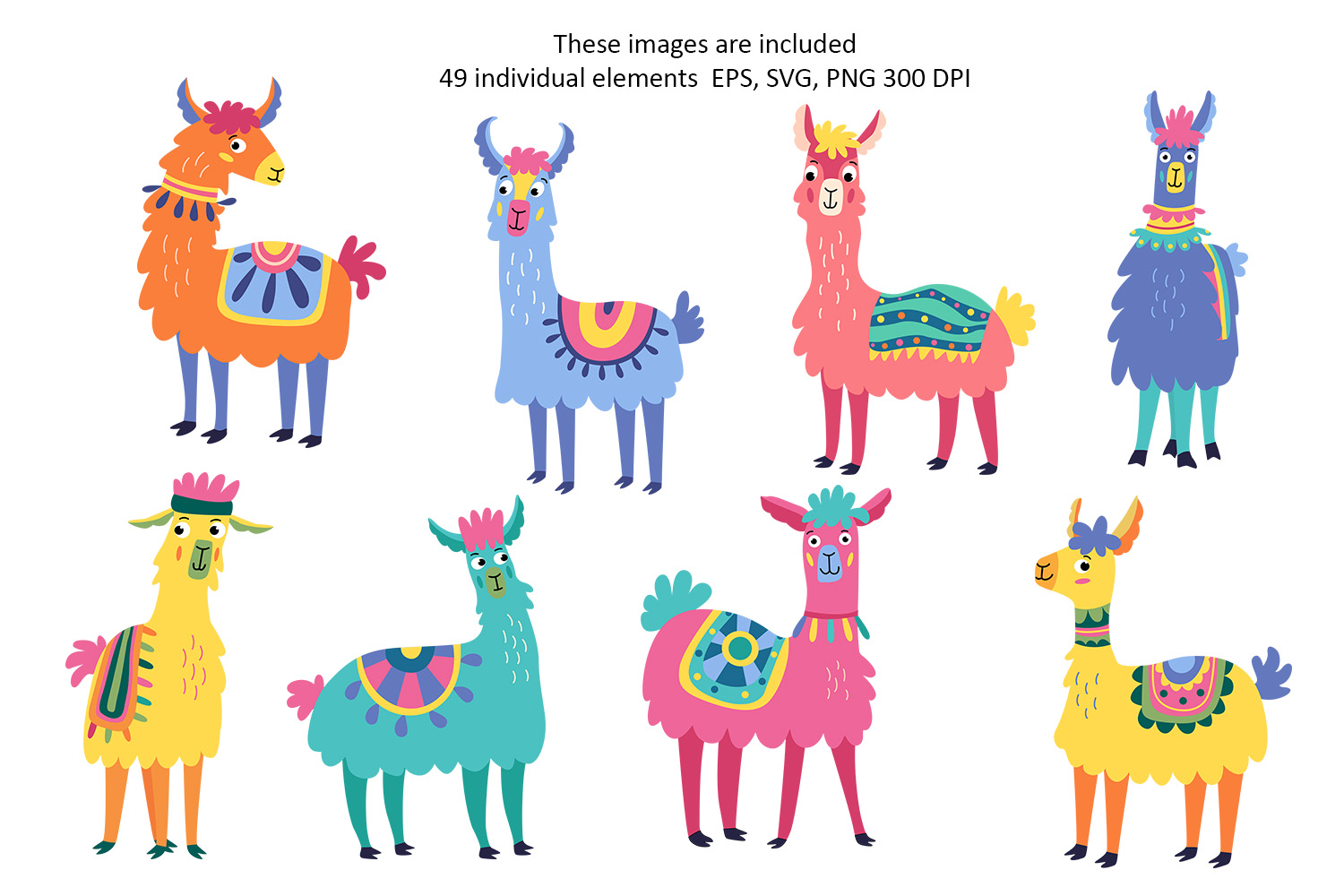 Funny Llamas Clipart and Pattern Collection