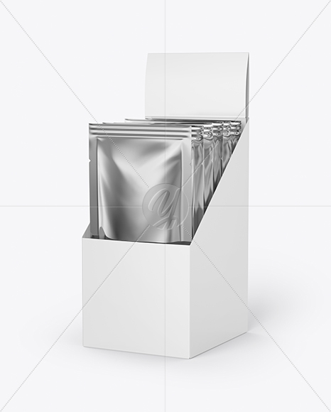 Box With Metallic Sachets Mockup