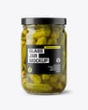 Clear Glass Jar with Pickled Okra Mockup