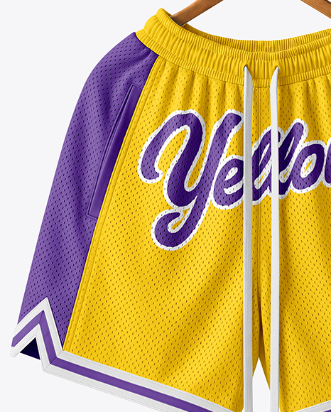Basketball Shorts with Ball and Sneakers Mockup
