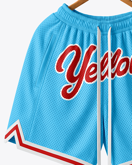 Basketball Shorts with Ball and Sneakers Mockup