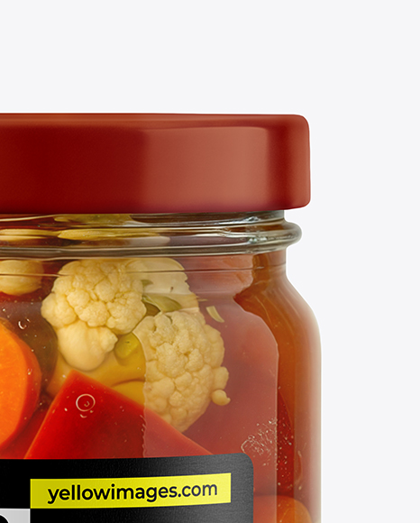 Clear Glass Jar with Giardiniera Pickled Vegetables Mockup