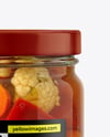 Clear Glass Jar with Giardiniera Pickled Vegetables Mockup
