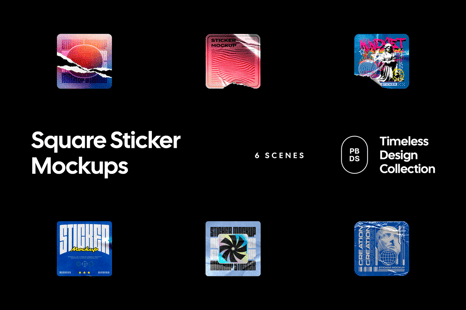 Square Sticker Mockups - Product Mockups