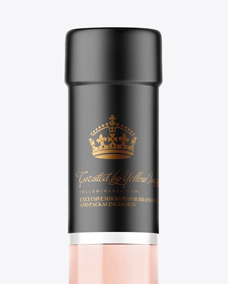 Clear Glass Rose Wine Bottle Mockup