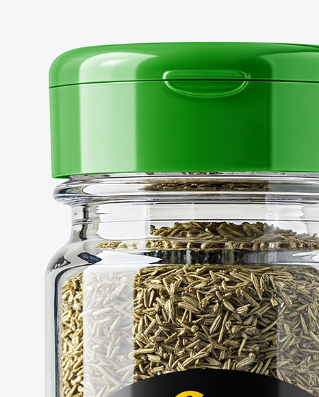 Glass Spice Jar with Dried Thyme Mockup