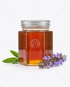 Hexagonal Glass Jar with Sage Honey Mockup