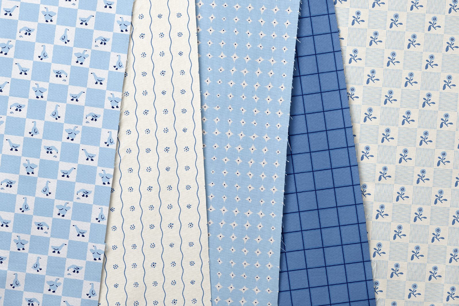 Cobalt Cottagecore. Seamless Patterns