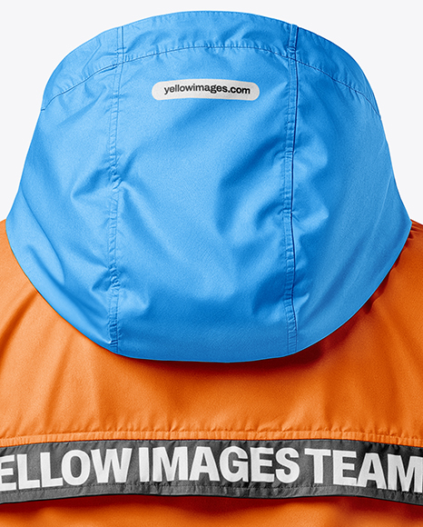Hooded Windbreaker Jacket Mockup - Back View