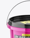 Glossy Plastic Bucket with Handle Mockup
