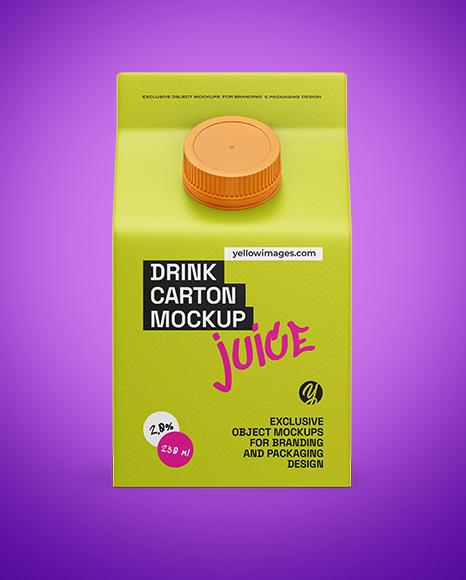 Matte Drink Carton Box Mockup - Front view