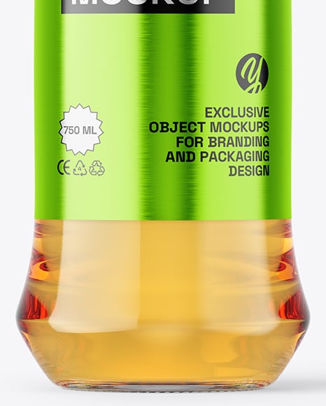 Glass Bottle with Apple Juice Mockup