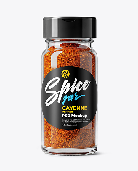 Spice Glass Jar with Cayenne Pepper Mockup - Realistic mockups