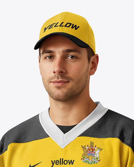 Man Wearing Ice Hockey Jersey Mockup