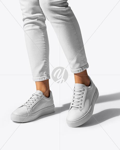 Woman Wearing Pants and Sneakers Mockup