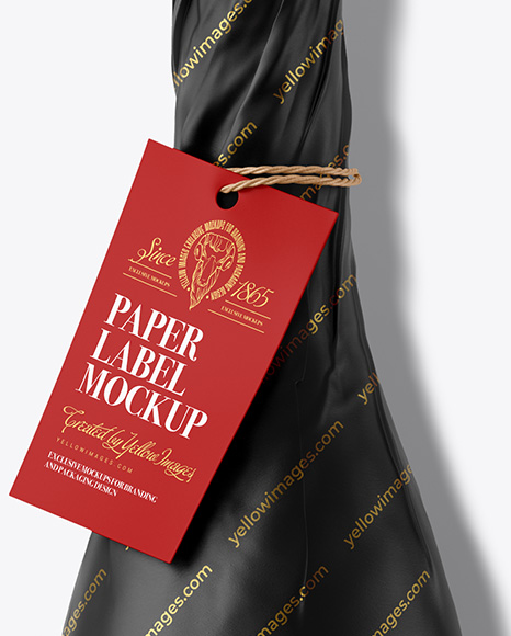 Wine Bottle in Paper Wrap Mockup
