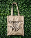 Tote Bag on a Green Leafy Background Mockup