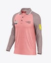 Men's Heather Raglan Long Sleeve Polo Shirt Mockup - Half Side View