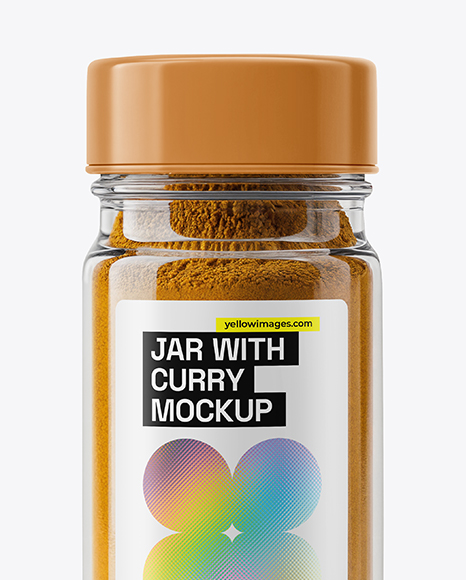 Glass Jar with Curry Powder Mockup