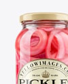 Clear Glass Jar with Red Pickled Onions Mockup