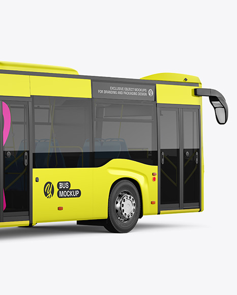 City Bus Mockup - Back Half Side View